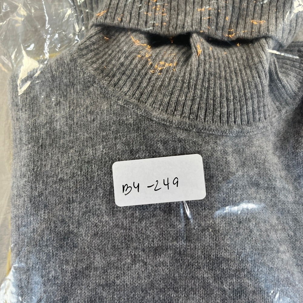 TJX Europe Cashmere Turtleneck Sweater XL Gray Yellow Colorblock Transitional - Picture 10 of 10